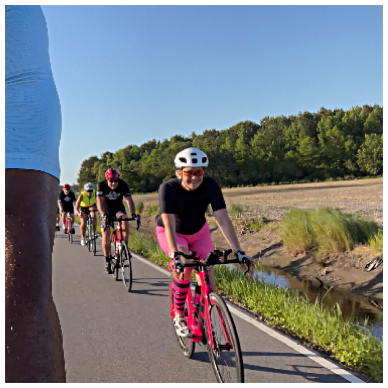 Joy leading a group ride